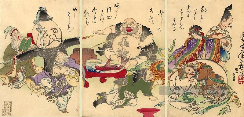 les sept dieux chanceux Tsukioka Yoshitoshi Peintures à l'huile